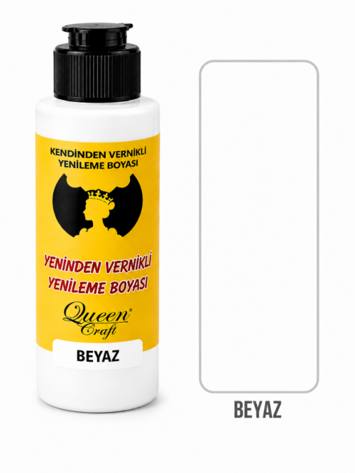 QUEEN CRAFT KENDİNDEN VERNİKLİ BOYA 120 ML-BEYAZ