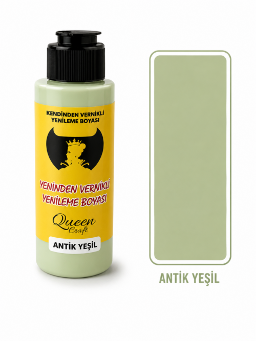 QUEEN CRAFT KENDİNDEN VERNİKLİ BOYA 120 ML-ANTİK YEŞİL