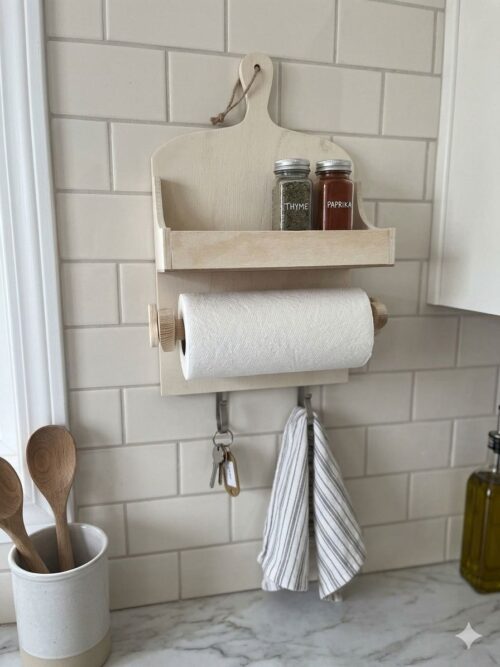 Alternative view of MASİF RAFLI EKMEK TAHTASI HAVLULUK METAL ASKLI