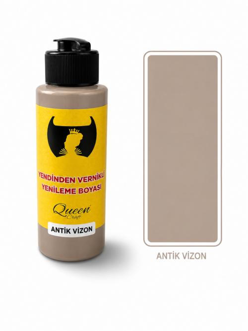 QUEEN CRAFT KENDİNDEN VERNİKLİ BOYA 120 ML-ANTİK VİZON