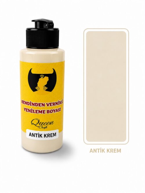QUEEN CRAFT KENDİNDEN VERNİKLİ BOYA 120 ML-ANTİK KREM