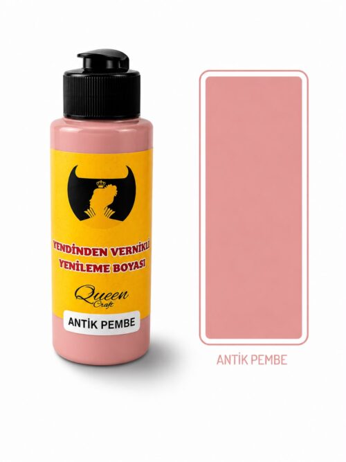 QUEEN CRAFT KENDİNDEN VERNİKLİ BOYA 120 ML-ANTİK PEMBE