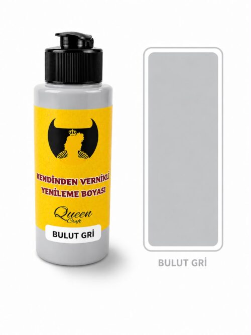 QUEEN CRAFT KENDİNDEN VERNİKLİ BOYA 120 ML-BULUT GRİ