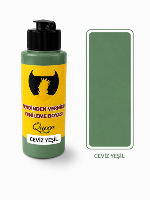 QUEEN CRAFT KENDİNDEN VERNİKLİ BOYA 120 ML-CEVİZ YEŞİL