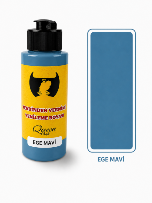 QUEEN CRAFT KENDİNDEN VERNİKLİ BOYA 120 ML-EGE MAVİ