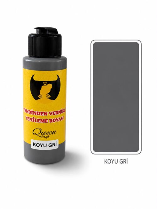 QUEEN CRAFT KENDİNDEN VERNİKLİ BOYA 120 ML-KOYU GRİ