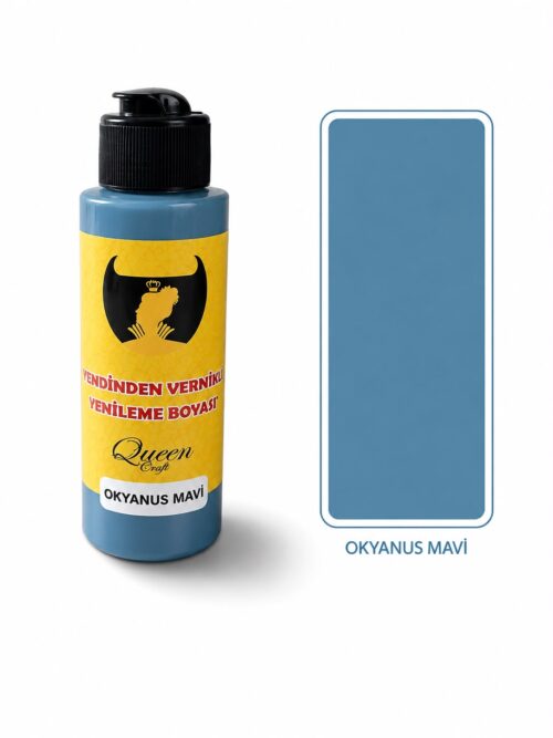 QUEEN CRAFT KENDİNDEN VERNİKLİ BOYA 120 ML-OKYANUS MAVİ